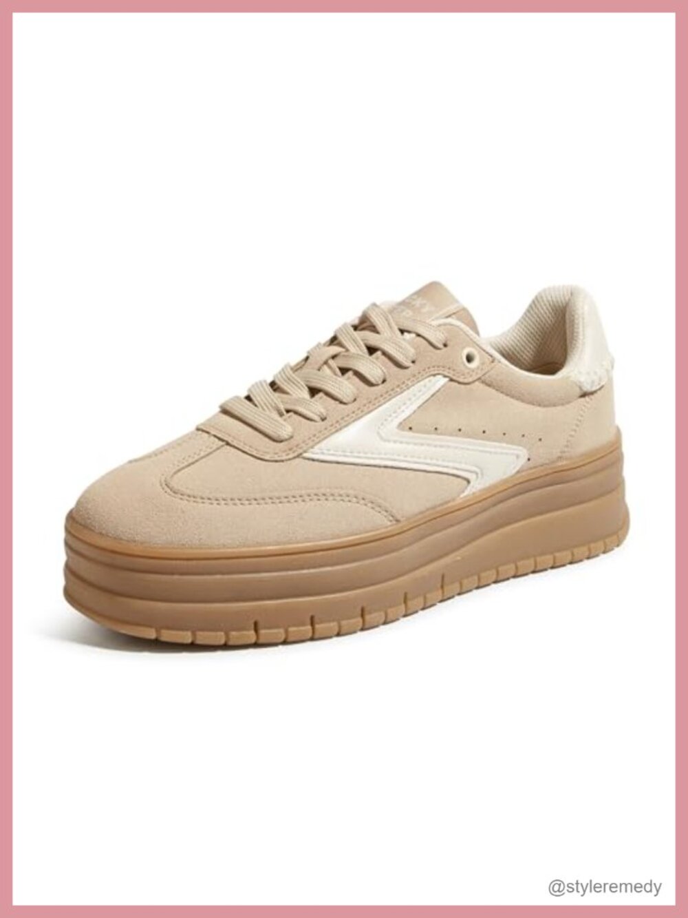 Platform Sneakers Gum Thick Sole Lace-Up PU Microfibre Women's Shoes
